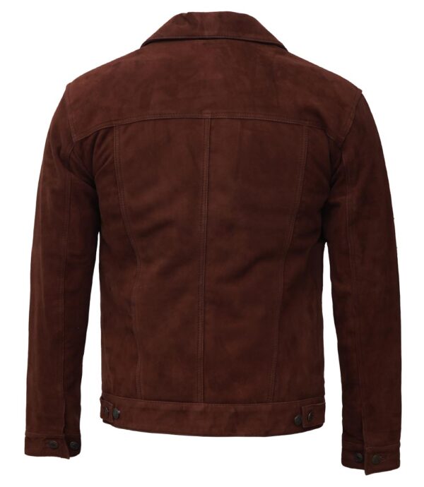 Logan Dark Brown Suede Trucker Jacket For Men