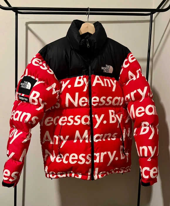 Supreme TNF By Any Means Necessary Nuptse Red Jacket - Color Jackets