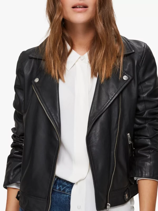 Selected Femme Katie Biker Black Leather Jacket