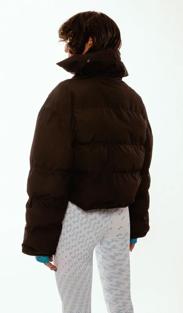 Butterfly Motif Cropped puffer jacket