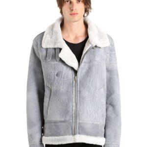 HELIOT EMIL Men's Gray Shearling Aviator Jacket