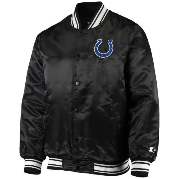 Indianapolis Colts Men's Starter Black Locker Room Satin Varsity Jacket