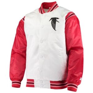 Men's Starter White/Red Atlanta Falcons Historic Logo Renegade Satin Varsity Full-Snap Jacket