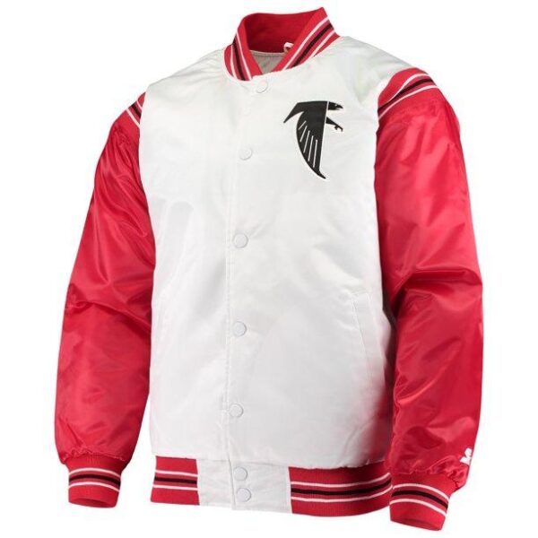 Men's Starter White/Red Atlanta Falcons Historic Logo Renegade Satin Varsity Full-Snap Jacket