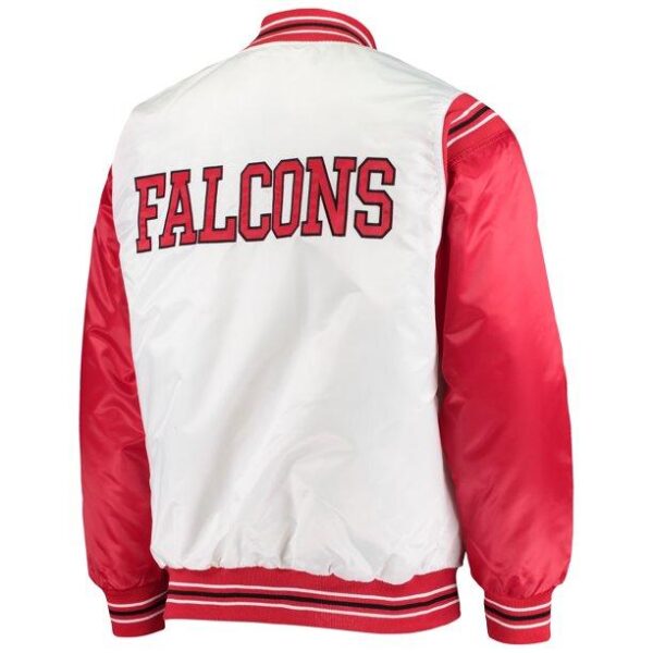 Men's Starter White/Red Atlanta Falcons Historic Logo Renegade Satin Varsity Full-Snap Jacket