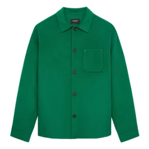 Men’s Green Straight Fit Wool Overshirt