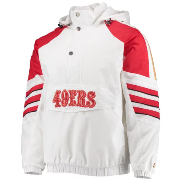San Francisco 49ers Starter Thursday Night Lights Half-Snap Hoodie Jacket - White Scarlet