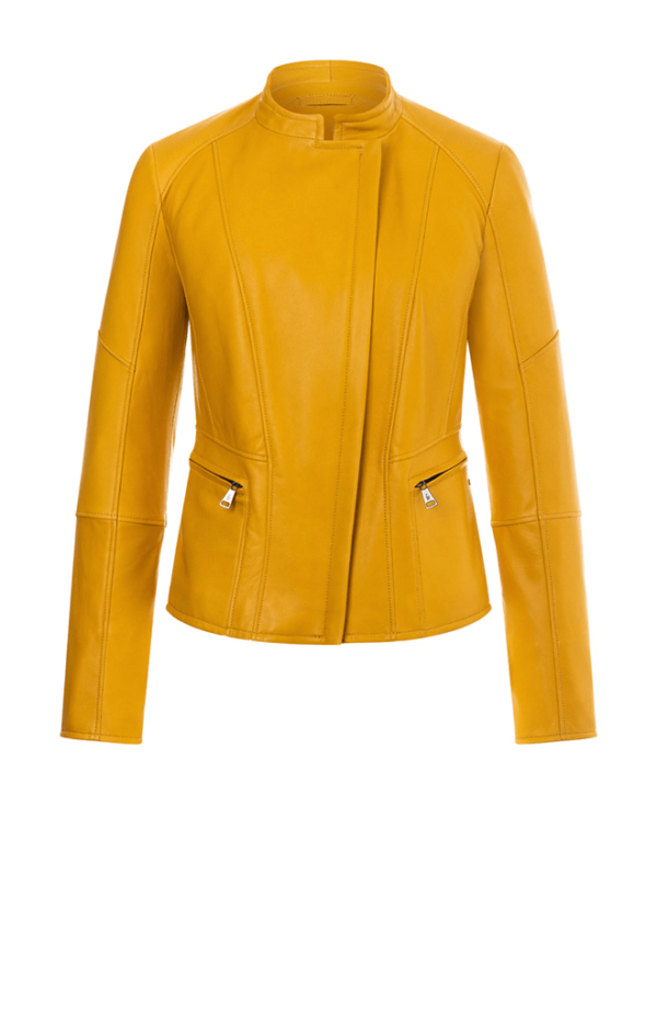 Women's Yellow Moto Leather Jacket