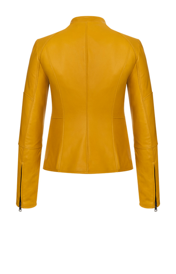 Women's Yellow Moto Leather Jacket