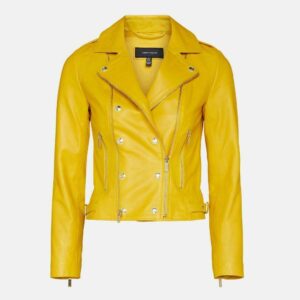 Women's Yellow Motorcycle Leather Jacket