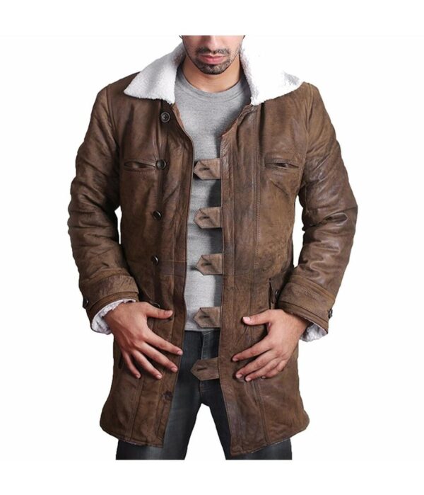 BANE Dark Knight Rises Distressed Dark Brown Leather Coat