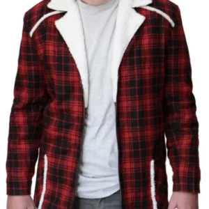 Red Checked Shearling Jacket