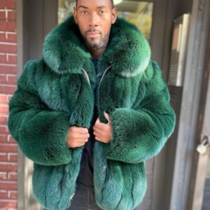 Men - Money Green Fox Fur Bomber