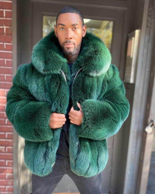 Men - Money Green Fox Fur Bomber