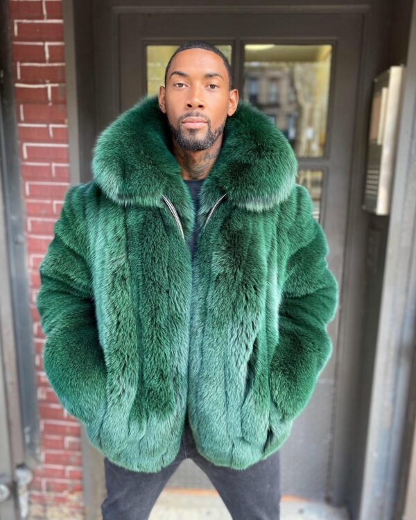 Men - Money Green Fox Fur Bomber