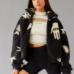 UO Olivia Printed Sherpa Jacket