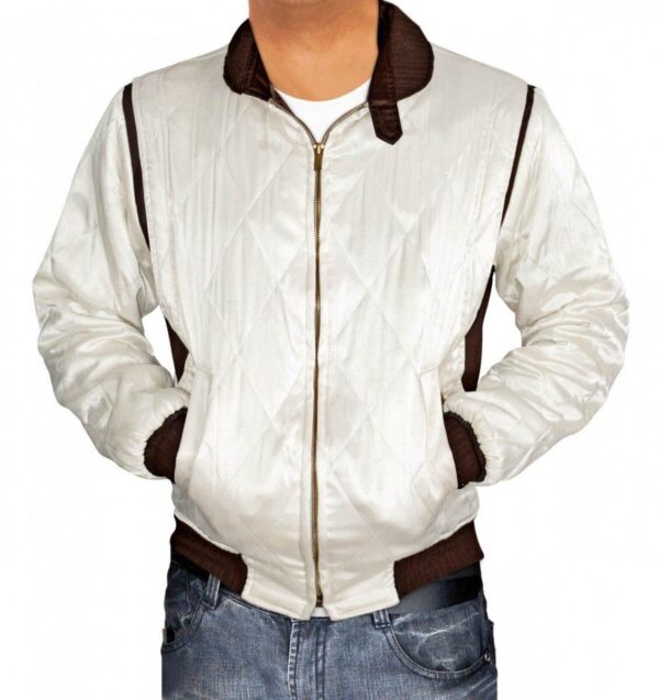 Ryan Gosling Scorpion White Satin Bomber Jacket