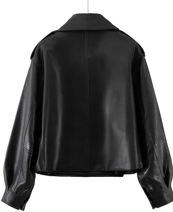 Women’s Oversized Black Leather Jacket