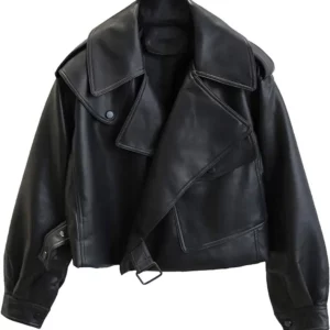 Women’s Oversized Black Leather Jacket