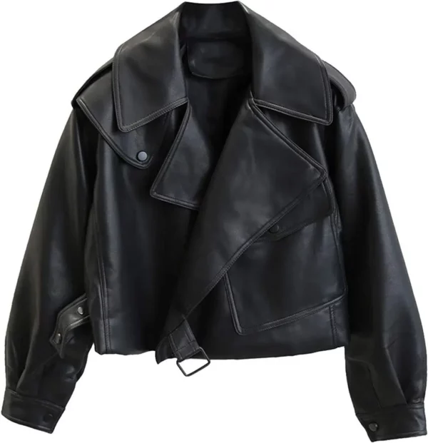 Women’s Oversized Black Leather Jacket