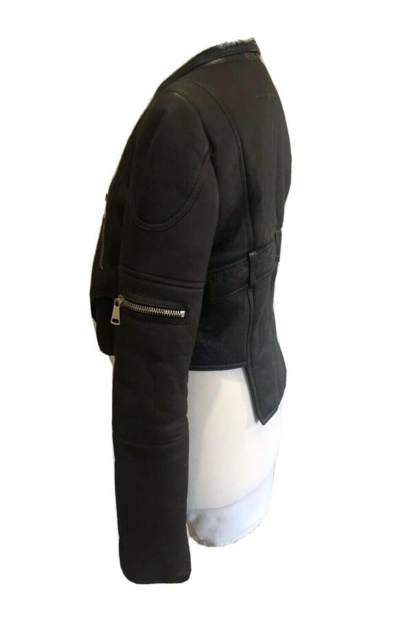 GIVENCHY Brown with Cream Lining Shearling Lined Aviator Biker Jacket