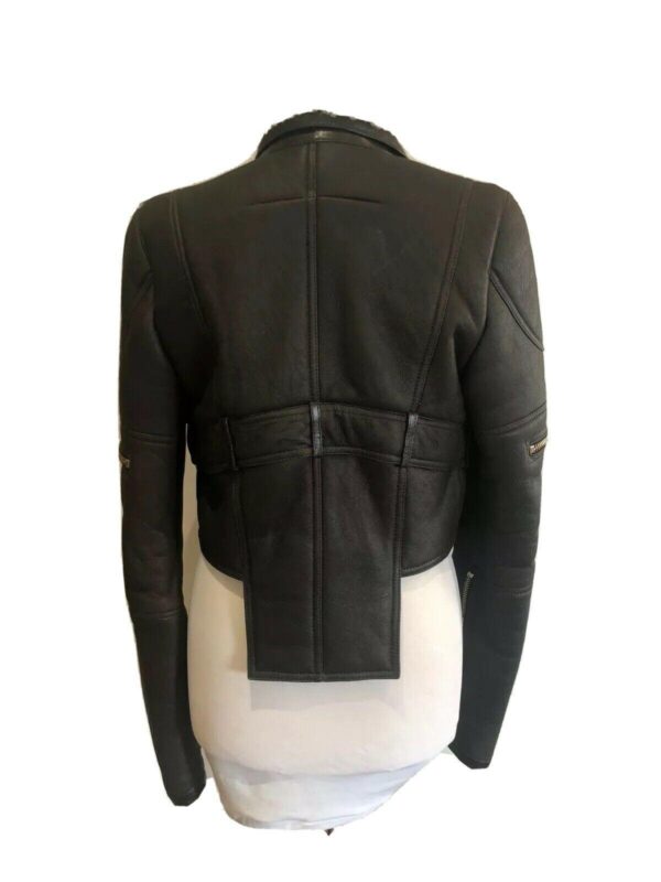 GIVENCHY Brown with Cream Lining Shearling Lined Aviator Biker Jacket