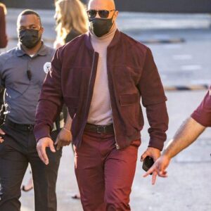 Jimmy Kimmel Studio Dwayne Johnson Burgundy Suede Leather Jacket