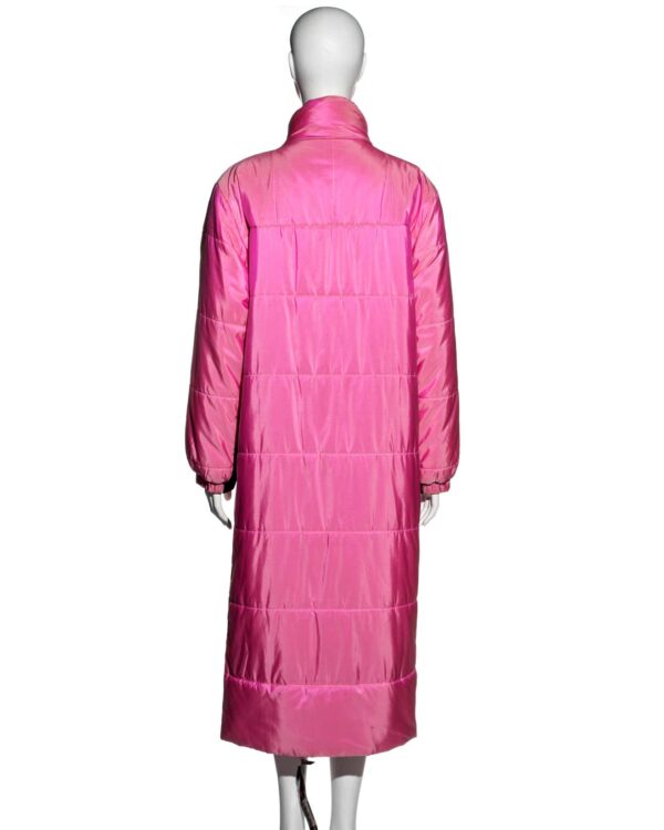 Rihanna Chanel pink silk puffer coat