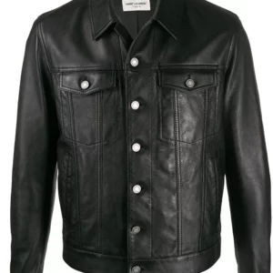 Saint Laurent Button-up Leather Jacket