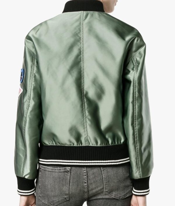 MIU MIU Women's Green Sleeve-appliqué Bomber Jacket