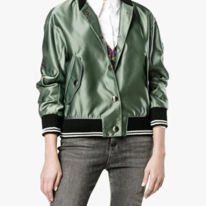 MIU MIU Women's Green Sleeve-appliqué Bomber Jacket