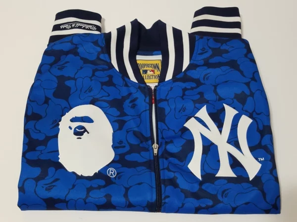 Mitchell & Ness X BAPE NY Yankees Mlb Blue Varsity Jacket