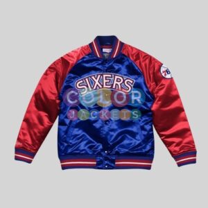 76ers Varsity Blue Satin Jacket