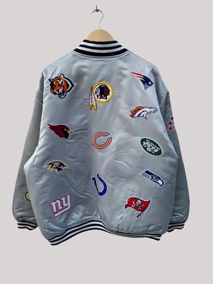 NFL Team All Logo Patch Varsity Satin Jacket