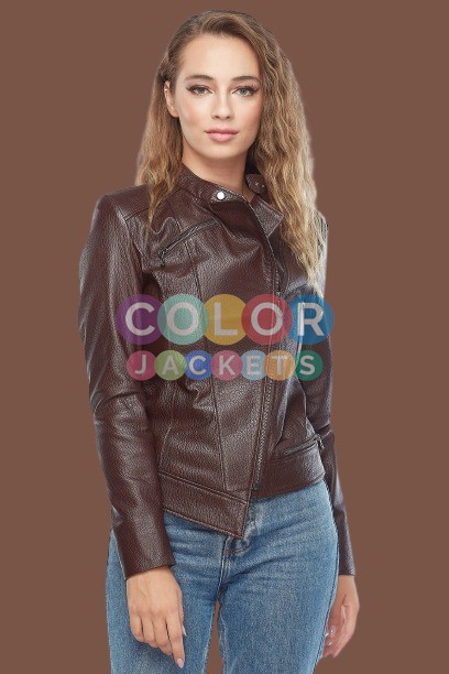 Amelia Brown Leather Jacket