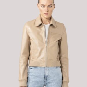 Beige Leather Jacket