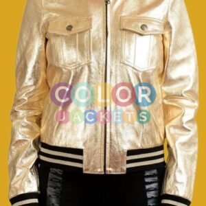 Bomber Golden Leather Jacket