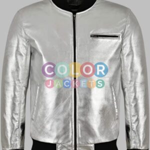 Bomber Silver Leather Jacket