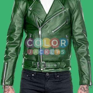 Mens Brando Green Biker Leather Jacket Mens Brando Green Biker Leather Jacket Mens Brando Green Biker Leather Jacket