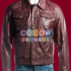 Burgundy Slimfit Leather Jacket