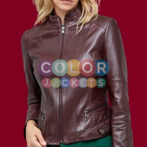 Burgundy Womens Leather Jacket