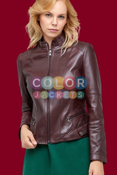 Burgundy Womens Leather Jacket