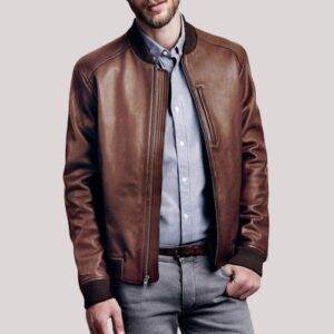 Chocolate Color Leather Jacket