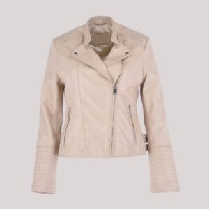 Cream Color Leather Jacket