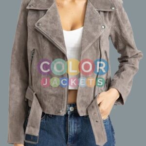 Womens Gray Moto Suede Leather Jacket Womens Gray Moto Suede Leather Jacket Womens Gray Moto Suede Leather Jacket
