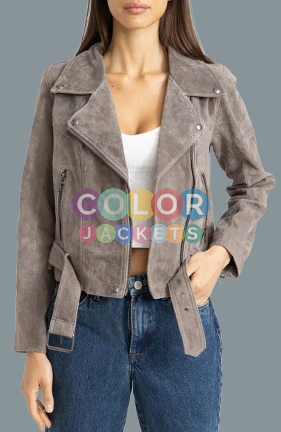 Gray Suede Leather Jacket