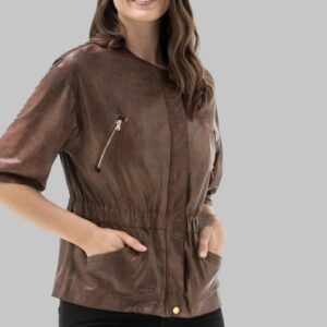 Half Sleeves Leather Jacket