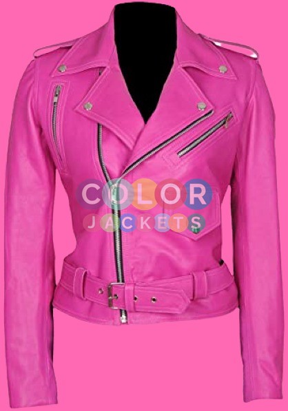 Hot Pink Womens Leather Jacket