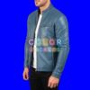 Ionic Blue Biker Leather Jacket - Image 3