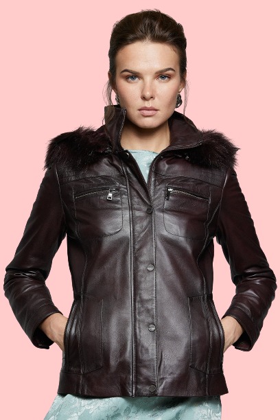 Leather Jacket With Fur - Color Jackets